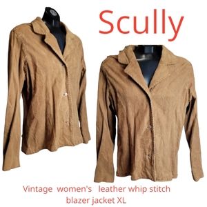 Vintage Scully suede leather blazer western whip stitch tan jacket women's XL